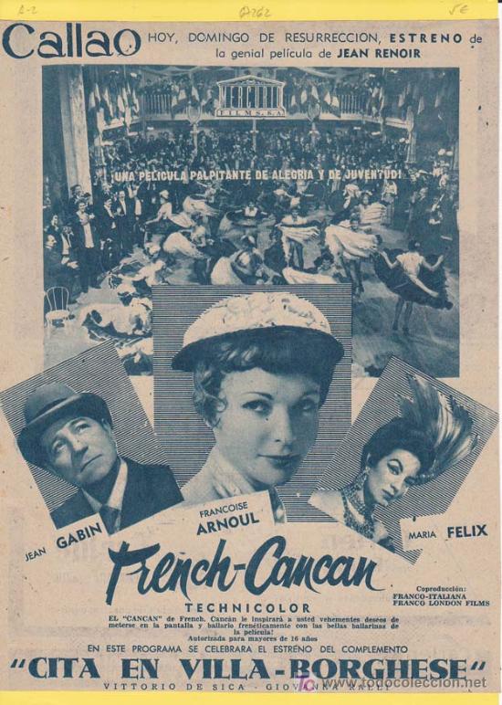 Cin&eacute;ma: FRENCH-CANCAN. Publicidad original de Prensa
