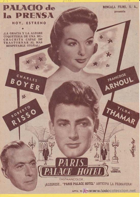 Cinema: PARIS... PALACE HOTEL. Publicidad original de Prensa
