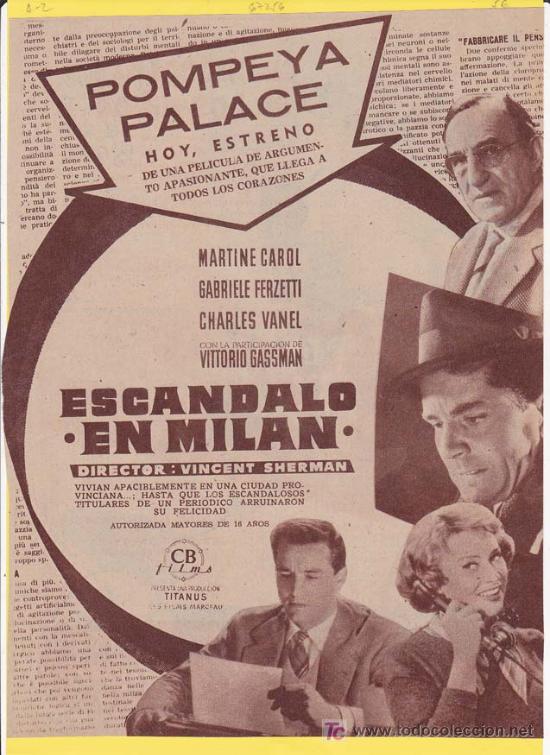 Cin&eacute;ma: ESCANDALO EN MILAN. Publicidad original de Prensa