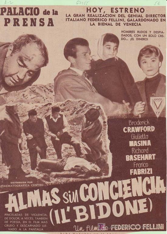 Cin&eacute;ma: ALMAS SIN CONCIENCIA (IL&acute; BIDONE). Publicidad original de Prensa