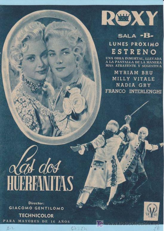 Cin&eacute;ma: LAS DOS HUERFANITAS. Publicidad original de Prensa
