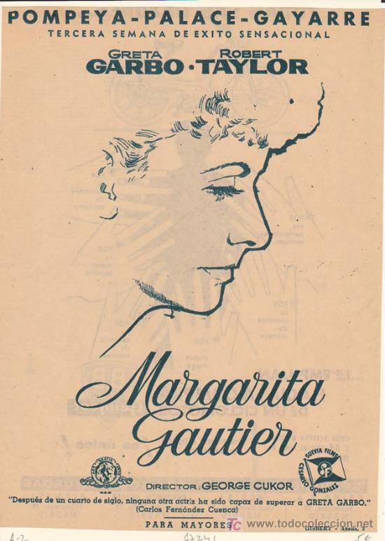 Cin&eacute;ma: MARGARITA GAUTIER. Publicidad original de Prensa
