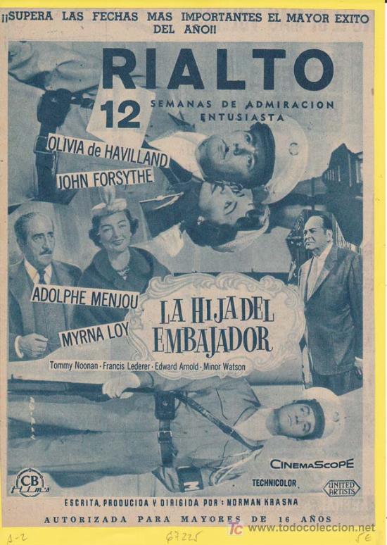 Cine: LA HIJA DEL EMBAJADOR. Publicidad original de Prensa