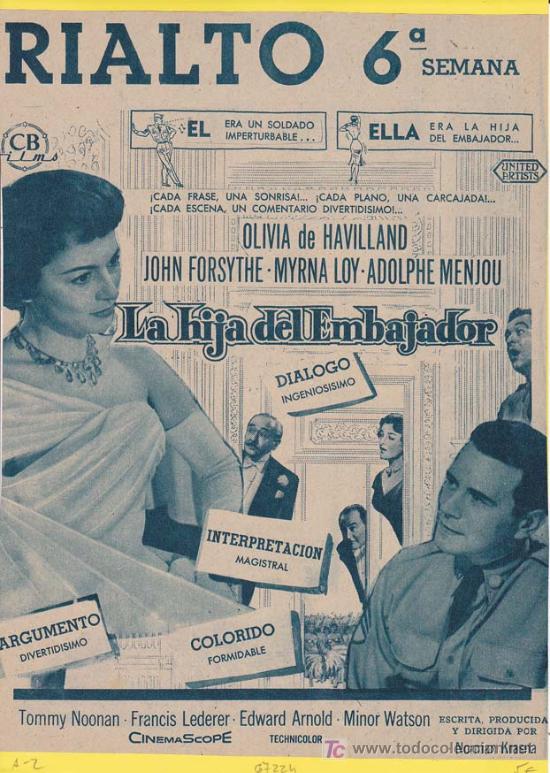 Cine: LA HIJA DEL EMBAJADOR. Publicidad original de Prensa