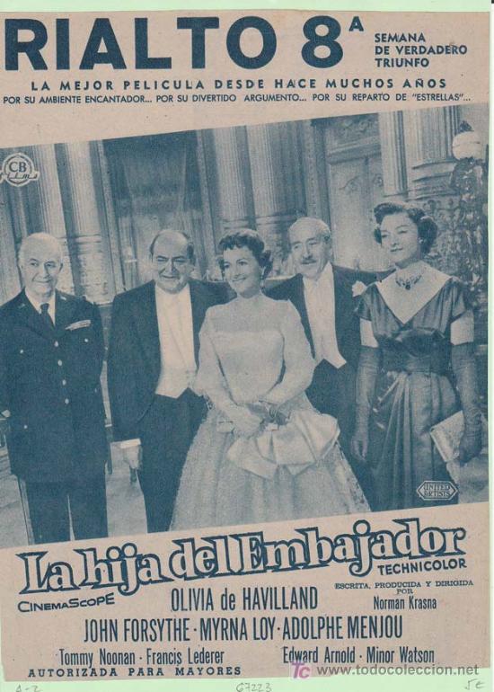 Cine: LA HIJA DEL EMBAJADOR. Publicidad original de Prensa