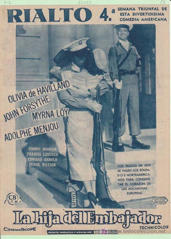 Cine: LA HIJA DEL EMBAJADOR. Publicidad original de Prensa