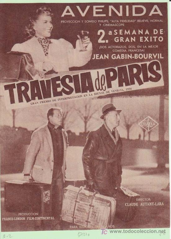 Cinema: TRAVESIA DE PARIS. Publicidad original de Prensa