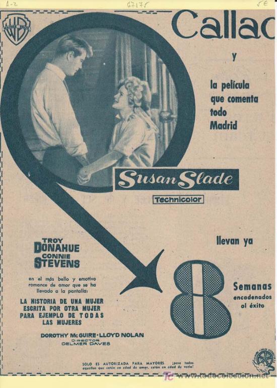 Cine: SUSAN SLADE. Publicidad original de Prensa