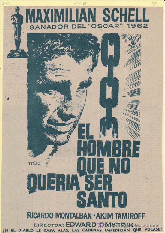 Cinema: EL HOMBRE QUE NO QUERIA SER SANTO. Publicidad original de Prensa