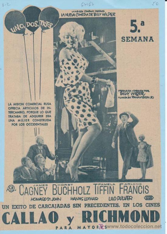Cine: UNO, DOS, TRES. Publicidad original de Prensa