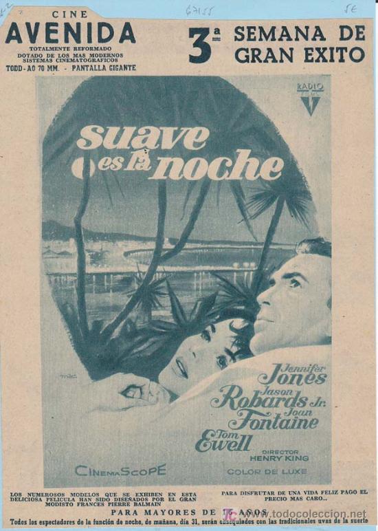 Cine: SUAVE ES LA NOCHE. Publicidad original de Prensa