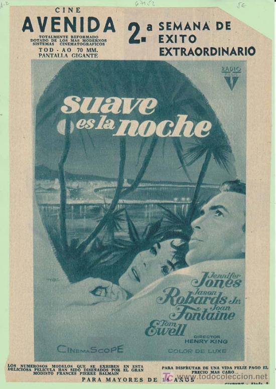 Cine: SUAVE ES LA NOCHE. Publicidad original de Prensa
