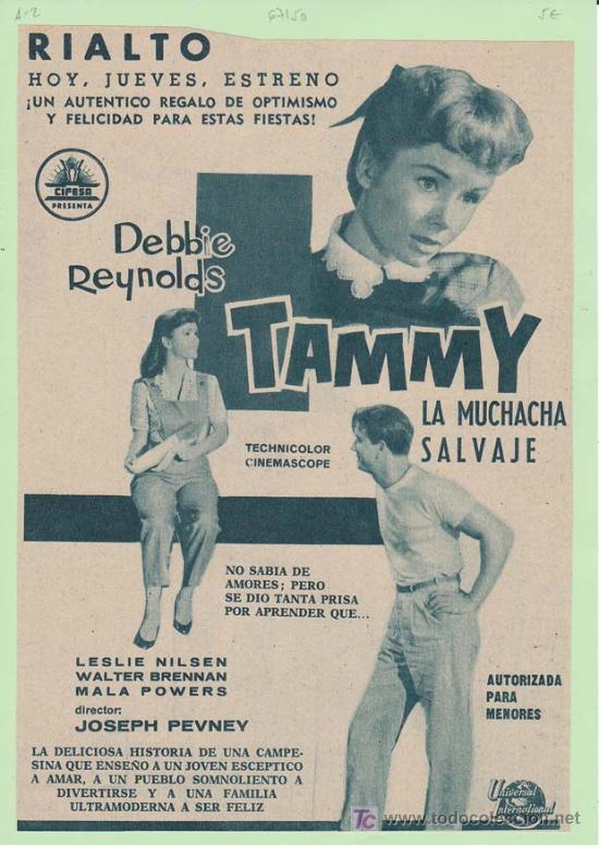 Cine: TAMMY LA MUCHACHA SALVAJE. Publicidad original de Prensa
