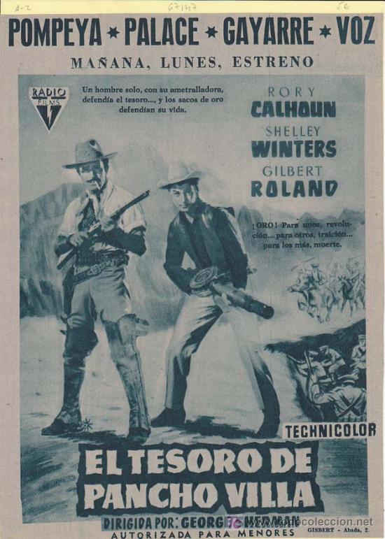 Cine: EL TESORO DE PANCHO VILLA. Publicidad original de Prensa