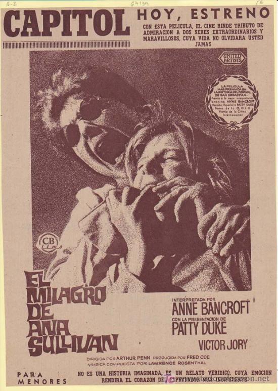 Cine: EL MILAGRO DE ANA SULLIVAN. Publicidad original de Prensa
