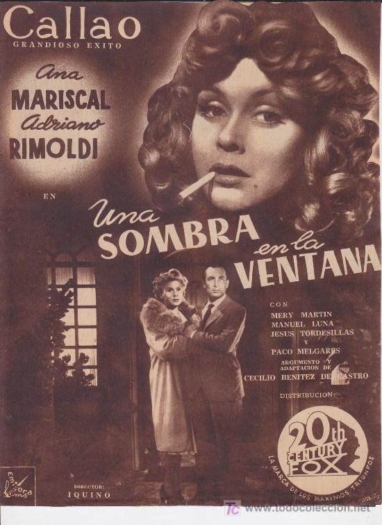 Kino: UNA SOMBRA EN LA VENTANA. Publicidad original de Prensa - Cine Espa&ntilde;ol