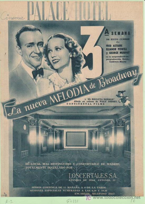 Cin&eacute;ma: LA NUEVA MELODIA DE BROADWAY. Publicidad original de Prensa