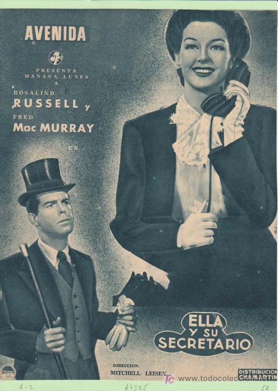 Cin&eacute;ma: ELLA Y SU SECRETARIO. Publicidad original de Prensa