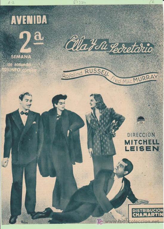 Cin&eacute;ma: ELLA Y SU SECRETARIO. Publicidad original de Prensa