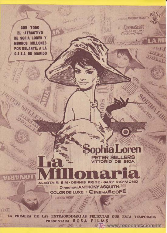 Cin&eacute;ma: LA MILLONARIA. Publicidad original de Prensa