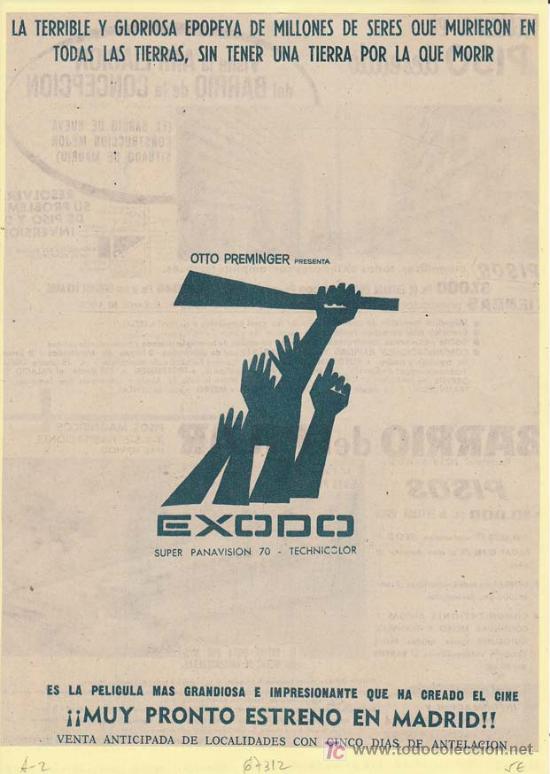 Cin&eacute;ma: EXODO. Publicidad original de Prensa