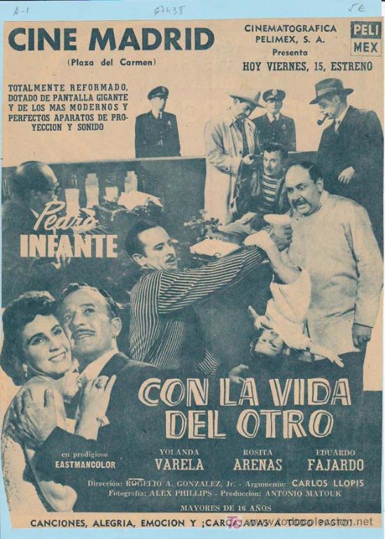 Kino: CON LA VIDA DE OTRO. Publicidad original de Prensa - Cine Mexicano