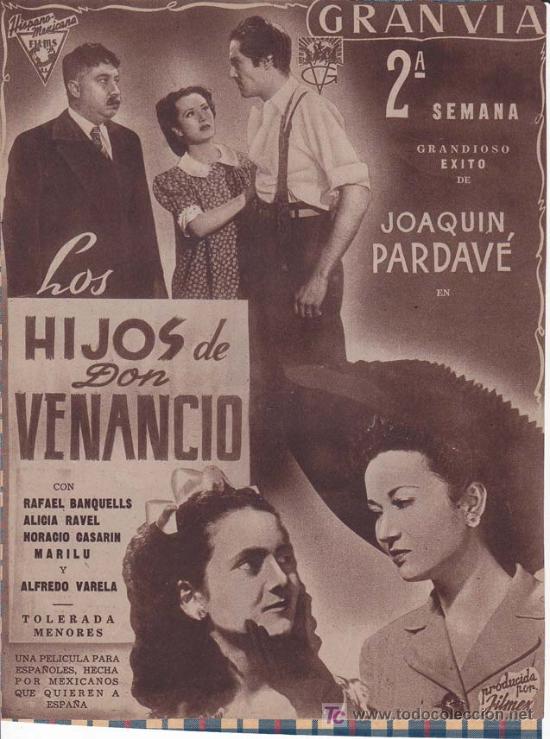 Kino: HIJOS DE DON VENANCIO. Publicidad original de Prensa - Cine Mexicano