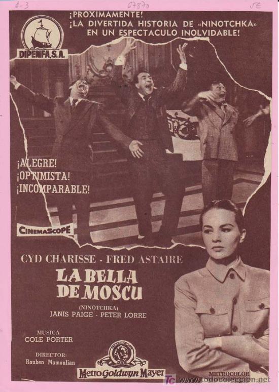 Cin&eacute;ma: LA BELLA DE MOSCU: Director: Rouben Mamoulian - Actores: Cyd Charisse, Fred Astaire, Janis Paige y P