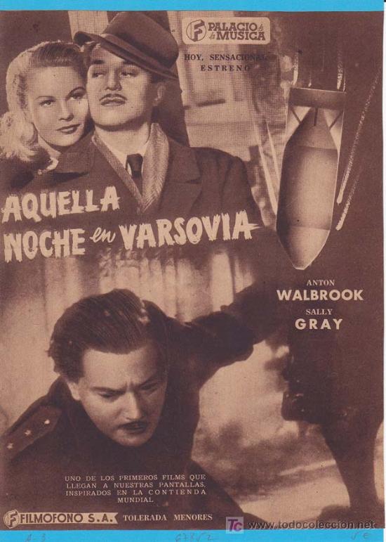 Cin&eacute;ma: AQUELLA NOCHE EN VARSOVIA: Director: Brian Desmond Hurst - Actores: Anton Walbrook y Sally Gray