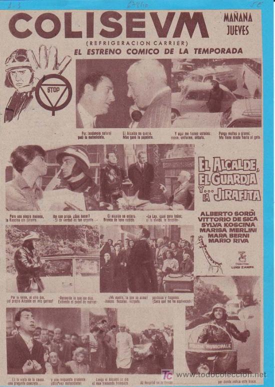 Cin&eacute;ma: EL ALCALDE, EL GUARDIA Y... LA JIRAFA: Director: Luigi Zampa - Actores: Alberto Sordi, Vittorio de S