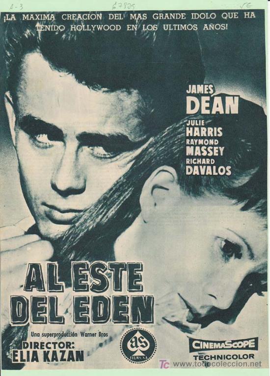 Cine: AL ESTE DEL EDEN: Director: Elia Kazan - Actores: James Dean, Julie Harris, Raymond Massey y Richard