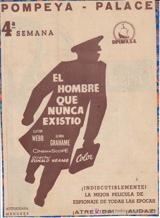 Cin&eacute;ma: EL HOMBRE QUE NUNCA EXISTIO: Director: Ronald Neame - Actores: Clifton Webb y Gloria Grahame