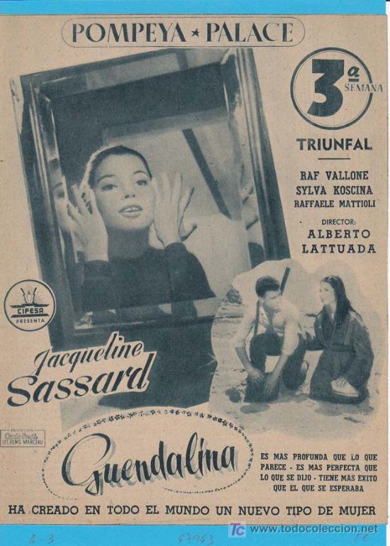 Cin&eacute;ma: GUENDALINA: Director: Alberto Lattuada - Actores: Raf Vallone, Sylvia Koscina y Raffaele Mattioli.