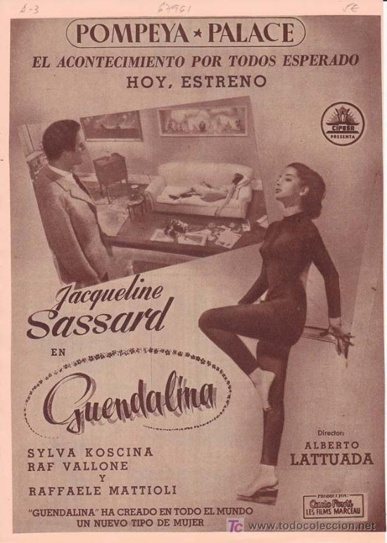 Cin&eacute;ma: GUENDALINA: Director: Alberto Lattuada - Actores: Raf Vallone, Sylvia Koscina y Raffaele Mattioli.