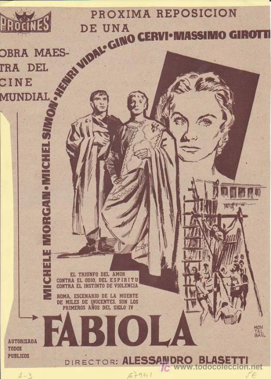 Cin&eacute;ma: FABIOLA: Director: Alessandro Blasetti - Actores: Michele Morgan, Michel Simon, Henri Vidal, Gino Ce