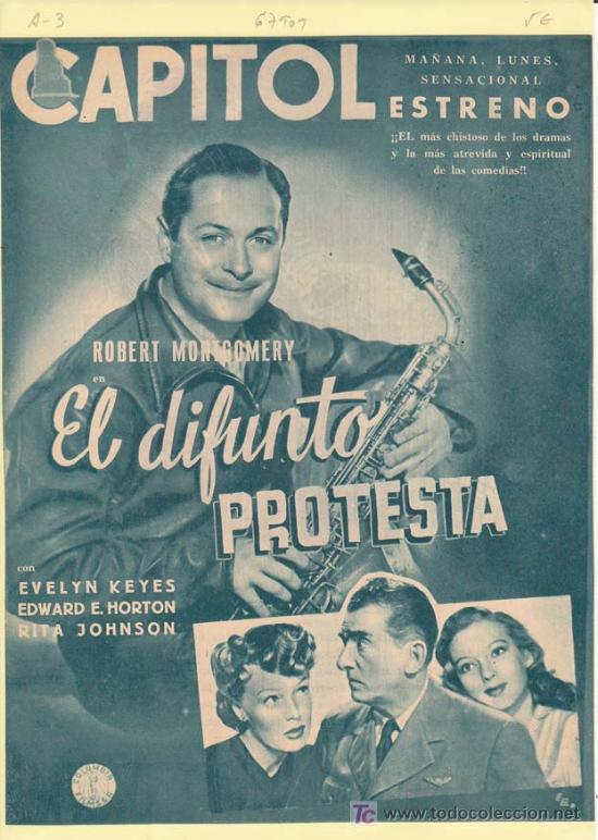 Cin&eacute;ma: EL DIFUNTO PROTESTA: Director: Alexander Hall - Actores: Evelyn Keyes, Edward E. Norton y Rita Johns