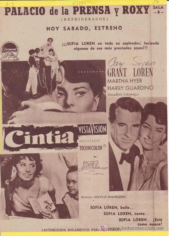 Cin&eacute;ma: CINTIA: Director: Melville Shavelson - Actores: Cary Grant, Sophia Loren, Martha Hyder y Hary Guardi