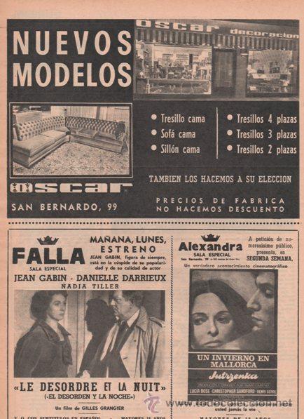 Cinema: LE DESORDRE ET LA NUIT. UN INVIERNO EN MALLORCA. 1971. PUBLICIDAD ORIGINAL EN PRENSA.