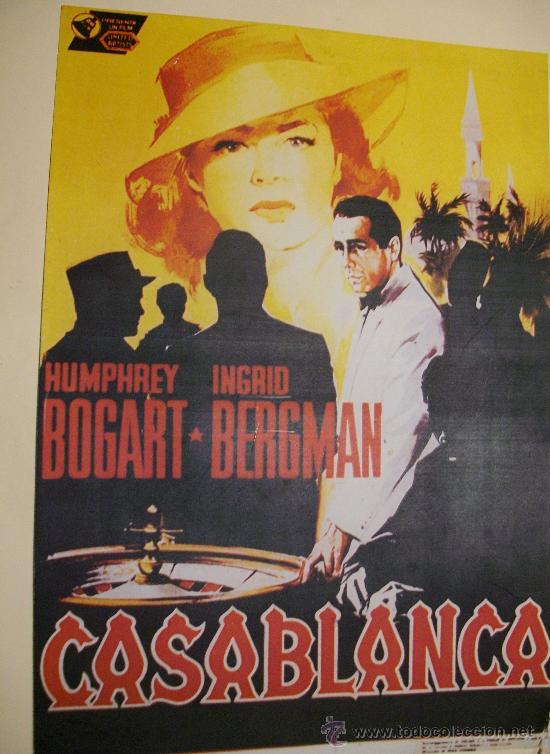 Cinema: CARTEL DE CASABLANCA. CARTON. 32 X 21,5 CMS.