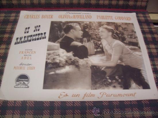 Cin&eacute;ma: AFFICHE - SI NO AMANECIERA - 35.5 x 27.5 cm. - a&ntilde;os 50