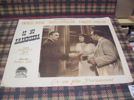 Cin&eacute;ma: AFFICHE - SI NO AMANECIERA - 35.5 x 27.5 cm. - a&ntilde;os 50