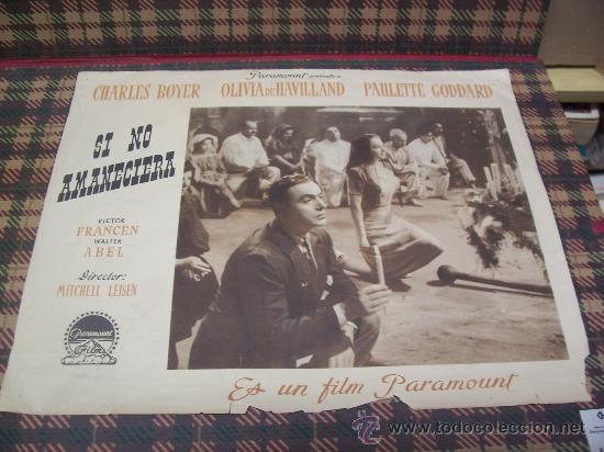 Cin&eacute;ma: AFFICHE - SI NO AMANECIERA - 35.5 x 27.5 cm. - a&ntilde;os 50