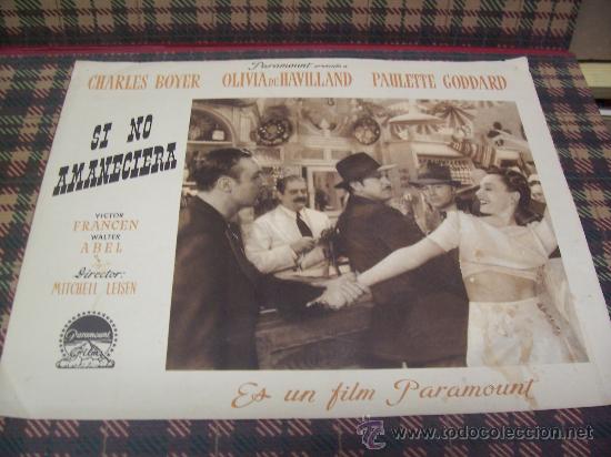 Cin&eacute;ma: AFFICHE - SI NO AMANECIERA - 35.5 x 27.5 cm. - a&ntilde;os 50