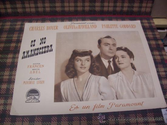 Cin&eacute;ma: AFFICHE - SI NO AMANECIERA - 35.5 x 27.5 cm. - a&ntilde;os 50
