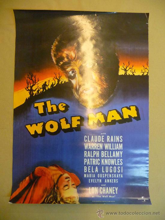 Cinema: CARTEL PUBLICITARIO, PELICULA THE WOLF MAN, MEDIDAS: 68X48 CM, EL HOMBRE LOBO, LON CHANEY