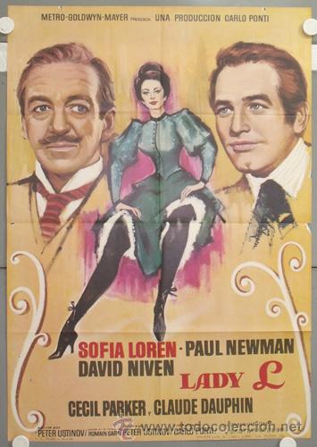 Cine: NH92 LADY L PAUL NEWMAN SOPHIA LOREN DAVID NIVEN POSTER ORIGINAL 70X100 ESTRENO