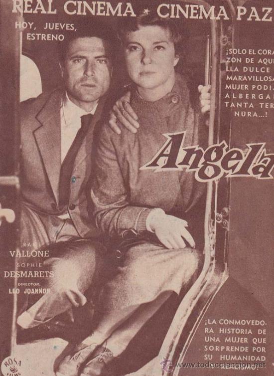Cin&eacute;ma: ANGELA: Director: Leo Joannon - Actores: Raf Vallone, Sophie Desmarets/ Publicidad original de prens