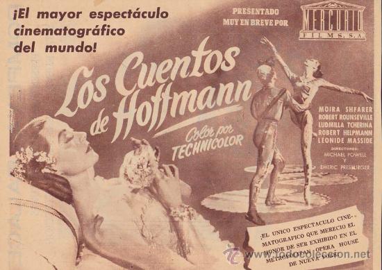 Cin&eacute;ma: LOS CUENTOS DE HOFFMANN: Director: Michael Power y Emeric Presburger - Actores: Moira Shfarere, Robe