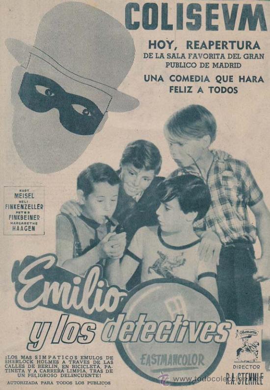 Cin&eacute;ma: EMILIO Y LOS DETECTIVES: Director: R.A. Stemmle - Actores: Kurt Meisel, Heli Finkenzeller, Peter Fin
