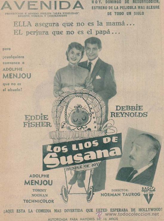 Cin&eacute;ma: LOS LIOS DE SUSANA: Director: Norman Taurog - Actores: Eddie Fisher, Debbie Reynolds, Adolphe Menjo
